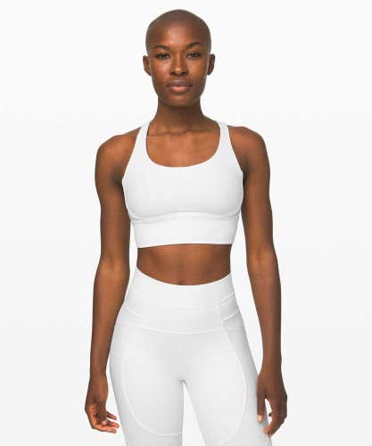 Lululemon Energy Bra Long Line Texture White Active Gym Run Women's Size: 12