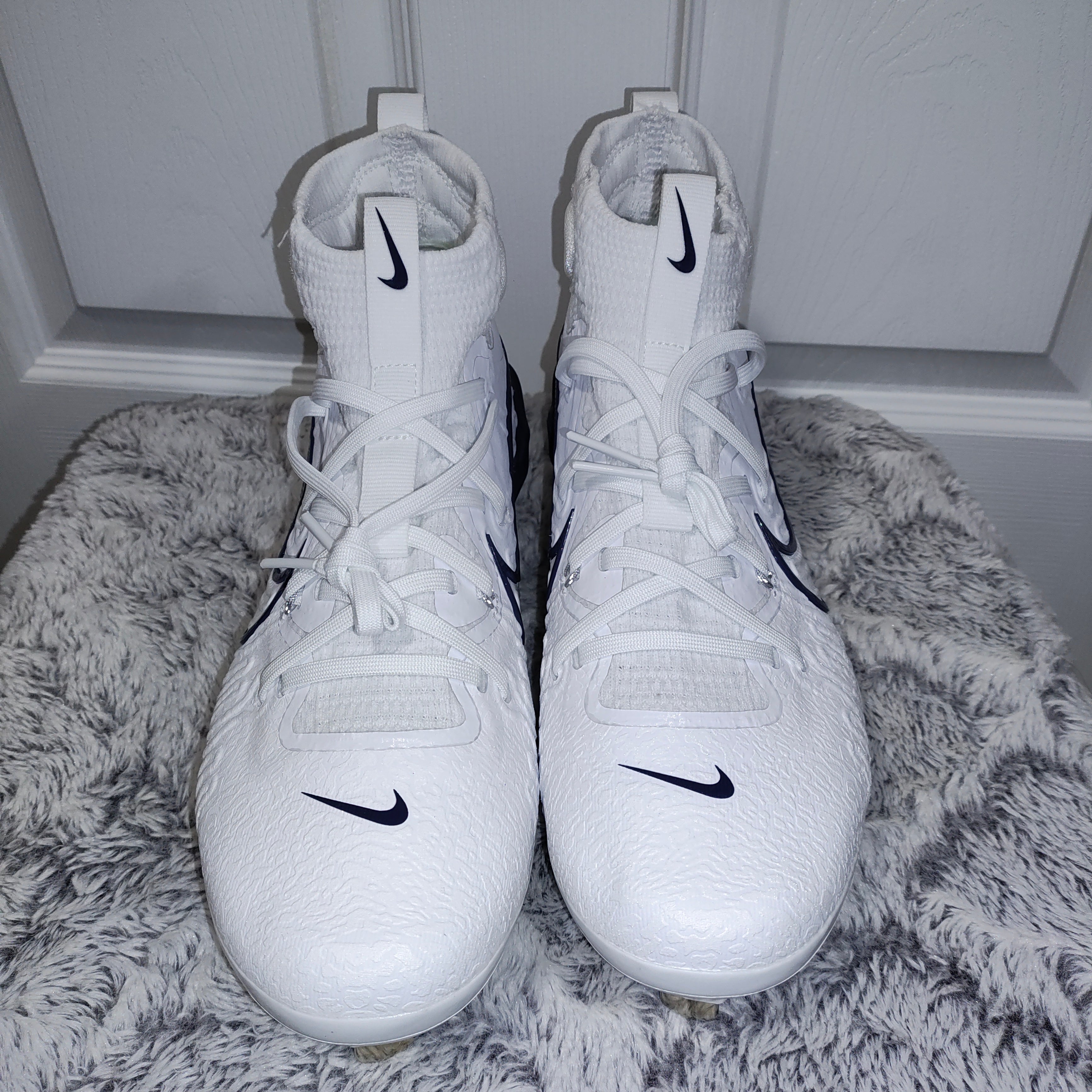 Nike Alpha Huarache NXT Metal Baseball Cleats Men\'s Size 7 White Navy DJ6517-103 Nike Alpha Huarache NXT White Navy Metal Baseball Cleats  main image 2