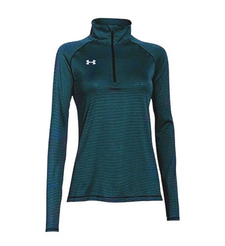 Women's Navy/Grey Under Armour Fitted Striped 1/4 Zip Pullover