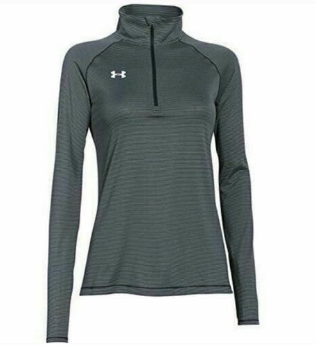 Women's Black/Grey Under Armour Fitted Striped 1/4 Zip Pullover