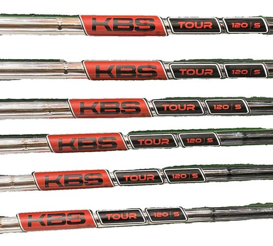 KBS Tour 120 Stiff Steel Shaft Set 6 Pieces 5-PW 34"-36.5" 0.355 With Nice Grips