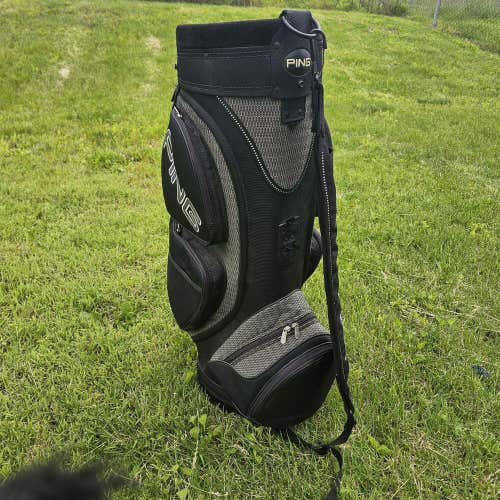 Vintage Ping Golf Cart Staff Bag Black & Gray, 6-Way Divider, 8-Zip Pockets