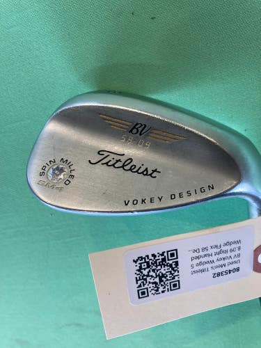 Used Men's Titleist BV Vokey Wedge 58.09 Right Handed 58 Degree Wedge