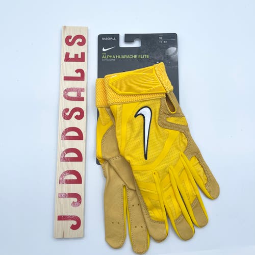 Nike Alpha Huarache Elite Batting Gloves Baseball Yellow DR0456-701 Men’s Sz XL  New