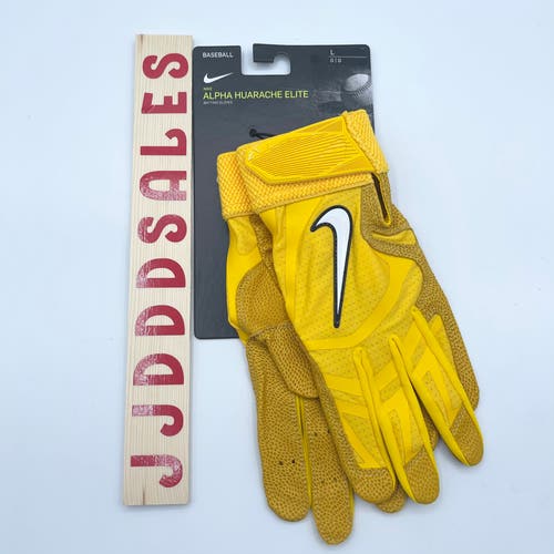 Nike Alpha Huarache Elite Batting Gloves Baseball Yellow CV0720-701 Mens Size Large  New