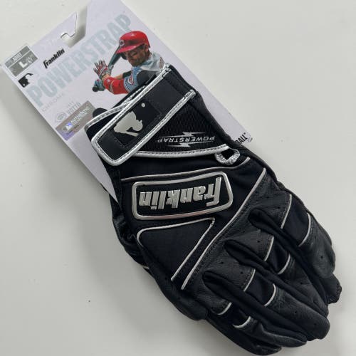 Franklin Powerstrap Chrome Batting Gloves - Black - Adult L