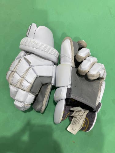 White Used Warrior Lacrosse Gloves Large