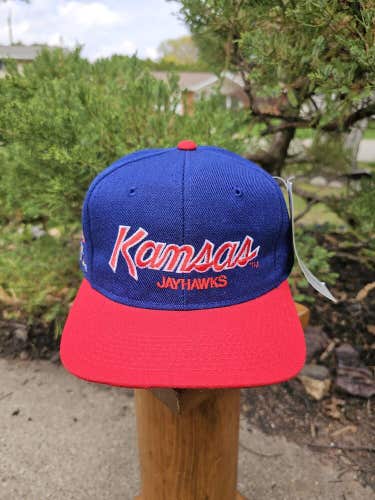 NEW Vintage Rare Sports Specialties NCAA Kansas Jayhawks Script Snapback Hat