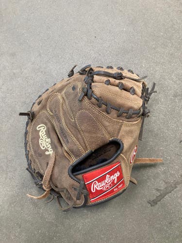 Brown Used Rawlings Player Preferred Right Hand Throw Catcher's Baseball Glove 33"