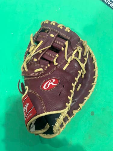 Red Used Rawlings Sandlot Series Right Hand Throw First Base Baseball Glove 12.5"