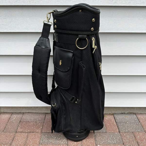 Vintage Bennington Golf Cart Bag Black Gold Accents 4 Way Dividers