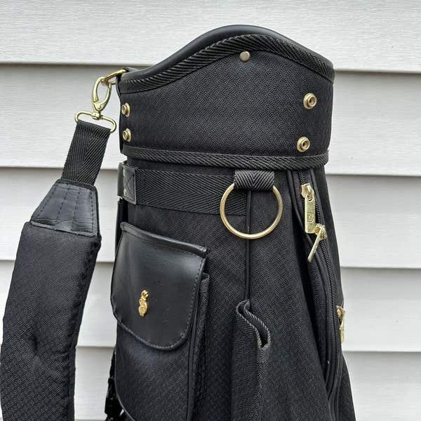 Vintage Bennington Golf Cart Bag Black Gold Accents 4 Way Dividers