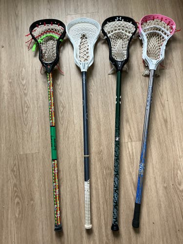 Lot Of Four (4) Complete Lacrosse Sticks