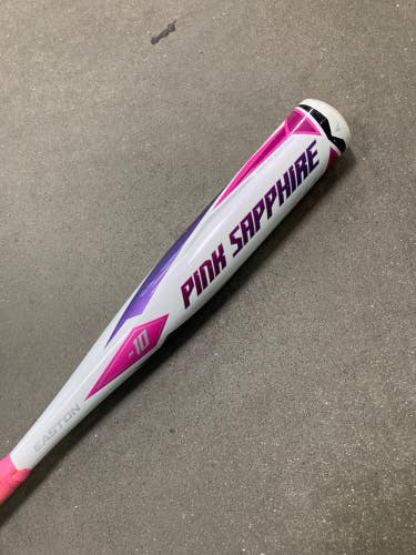 White Used 2022 Easton Pink Sapphire Bat (-10) Alloy 15 oz 25"
