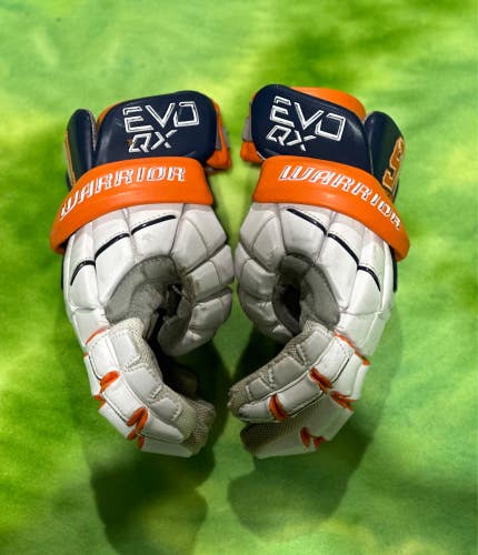 White Used Warrior EVO QX Lacrosse Gloves Medium Team 91