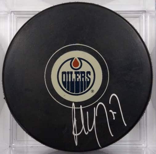 PAUL COFFEY AUTOGRAPHED Edmonton Oilers NHL Hockey Puck Signed