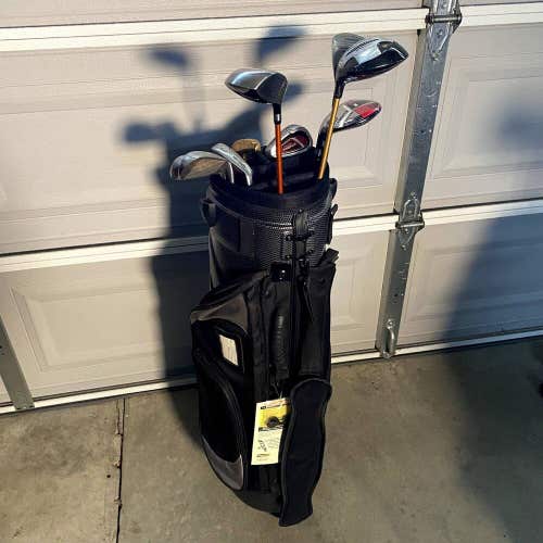 LEFT HANDED Mens Golf Club Complete Set With BagBoy Rolling Bag