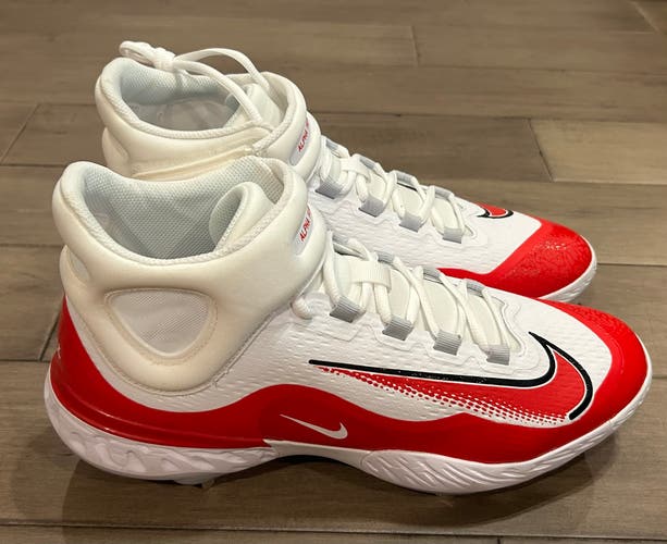 Size 14 Men’s Nike Alpha Huarache Elite 4 Mid Baseball Cleats Red White
