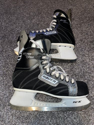 Bauer Supreme Silver Comp Ice Hockey Skates Mens Size 9.5 Used Pre Owned Gear Equipment.