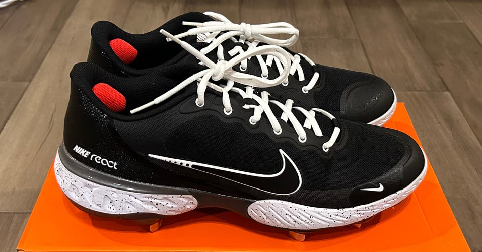 Size 12 Nike Alpha Huarache Elite 3 Low Baseball Cleats Black White