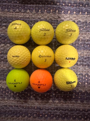 Used Golf Balls 9 Pack - colored