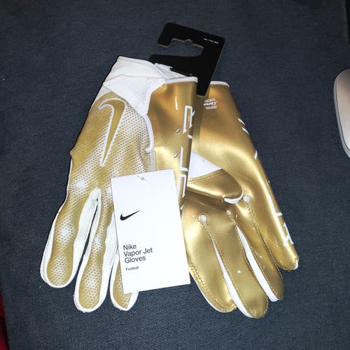 Nike Vapor Jet 7.0 Football Receiver Gloves White Gold Adult Size 2XL