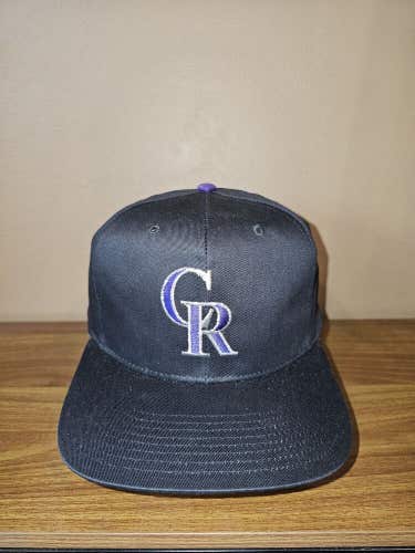 New Vintage Colorado Rockies MLB Sports Baseball Hat Cap Black Vtg Snapback