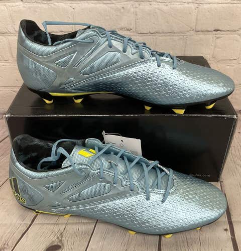 Adidas B23775 Messi 15.2 FG/AG Men's Soccer Cleats Matte Ice Blue Yellow US 10
