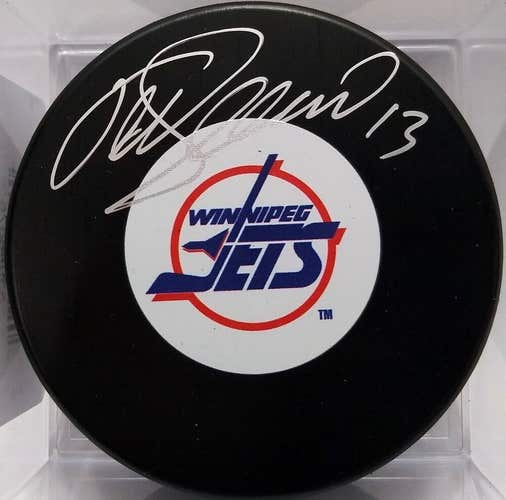 TEEMU SELANNE #13 AUTOGRAPHED Winnipeg Jets NHL Hockey Puck Signed