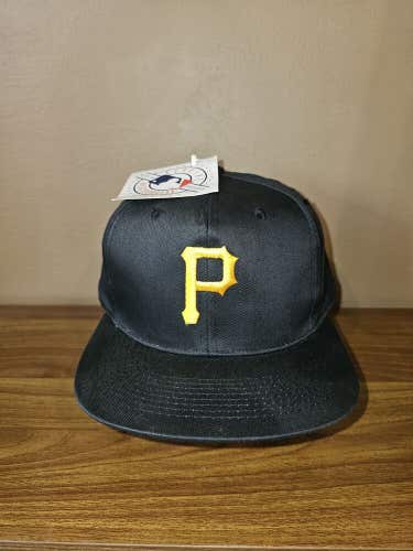 NEW Vintage Pittsburgh Pirates MLB Sports Twill Plain Logo Hat Cap Vtg Snapback