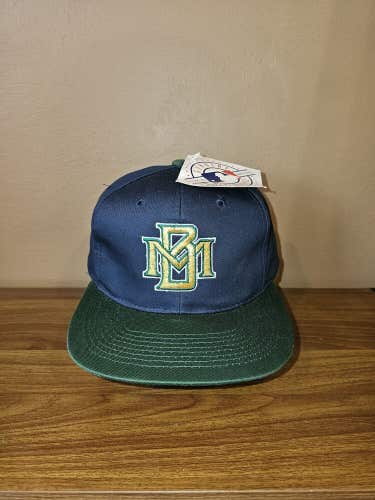 NEW Vintage 90's Milwaukee Brewers MLB Sports Twill Plain Logo Hat Cap Snapback