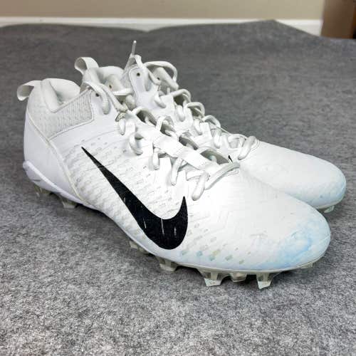 Nike Mens Football Cleats 14 White Black Shoe Alpha Menace Pro 2 Player Issued