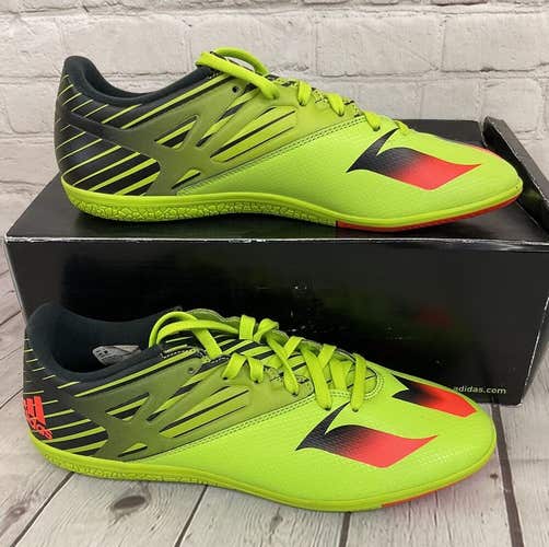 Adidas Messi 15.3 IN Mens Soccer Shoes Solar Slime Green Solar Red Black US 10.5