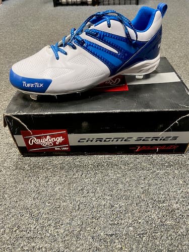 White/Blue Rawlings Conquer Low Top Metal- New