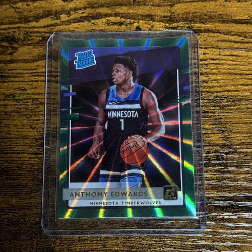 Anthony Edwards Timberwolves 2020-21 NBA Donruss Green Laser Rated Rookie #201
