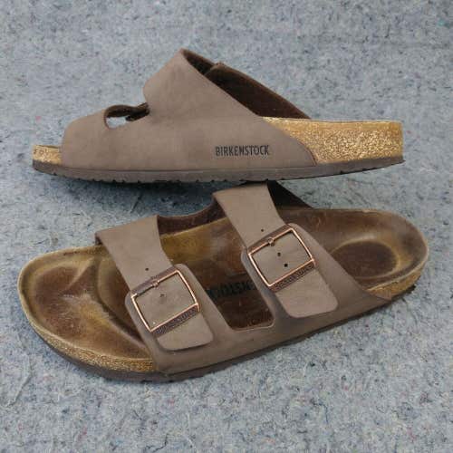 Birkenstock Arizona Mens 46 EU Sandals Slip On Brown Leather 2 Strap Buckle Shoe