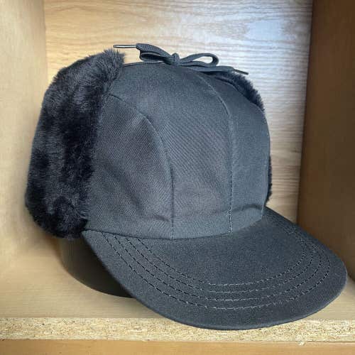 Vintage P Brand Trapper Hat Sherpa Ear Flaps Size XL Black Winter Hunting Cap