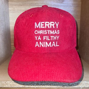 NWT MERRY CHRISTMAS YA FILTHY ANIMAL Trucker  Hat Strap Corduroy Home Alone