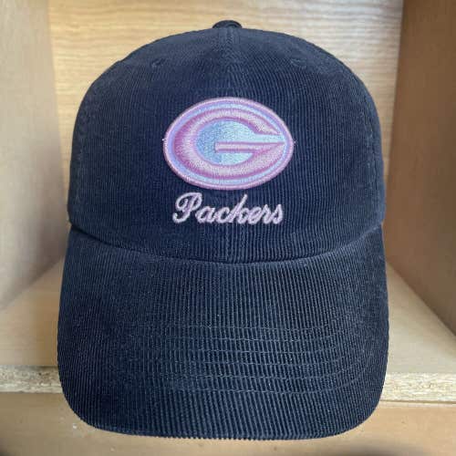 Green Bay Packers Womens Corduroy Black Pink NFL Strapback Hat Cap RARE