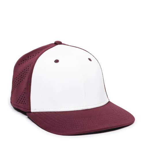 OC Sports Adult Unisex AIR25 ProFlex Size M/L Maroon White Fitted Cap Hat NWT