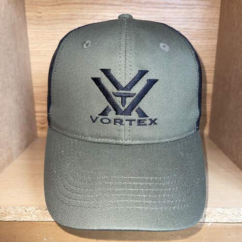 Vortex Optics Embroidered Hat Cap Hunting Gear Olive Green Black Mesh Snapback