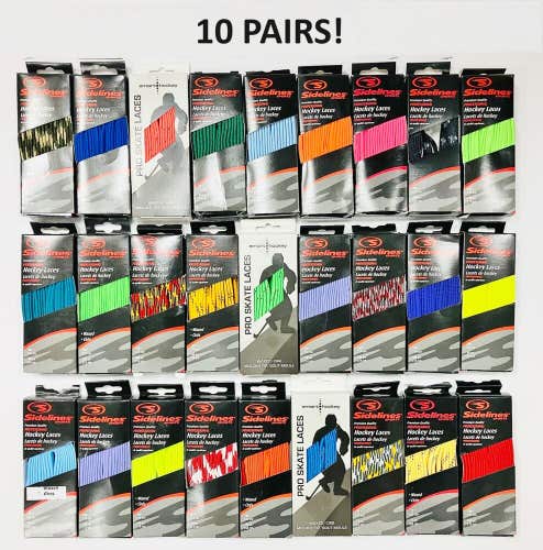 10 pairs New Pro premium molded hockey skate laces lot choose (un)waxed/sz/color
