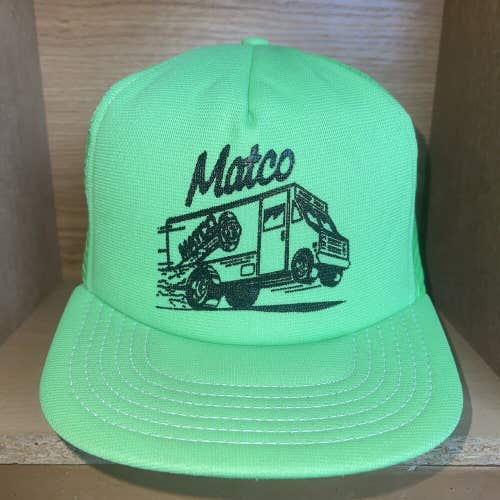 Vintage Matco Tools Fluorescent Green Nylon Snapback Hat Cap RARE Made In USA