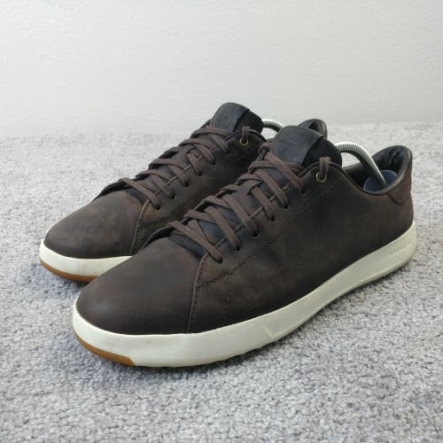 Cole Haan GrandPro Tennis Sneakers Mens 10.5 Java Brown Leather Lace Up Low Top