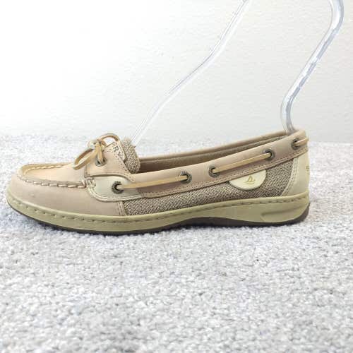 Sperry Top Sider Angelfish Womens 8 Boat Shoes Tan Beige Leather Slip On Flats