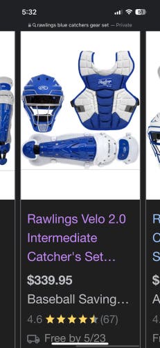 New  Rawlings Renegade 2.0 Catcher's Set