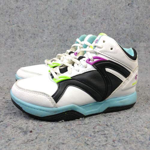 AND1 Girls 1Y Shoes Pre School Kids Basketball Sneakers White Black Blue Lace Up