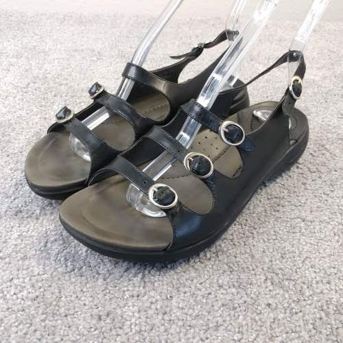 Dansko Slingback Sandals Womens 39 EU Triple Buckle Strap Black Leather Shoes
