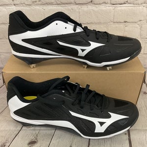 Mizuno Men's Heist IQ Baseball Cleats Black White US Size 11.5 UPC 041969533529