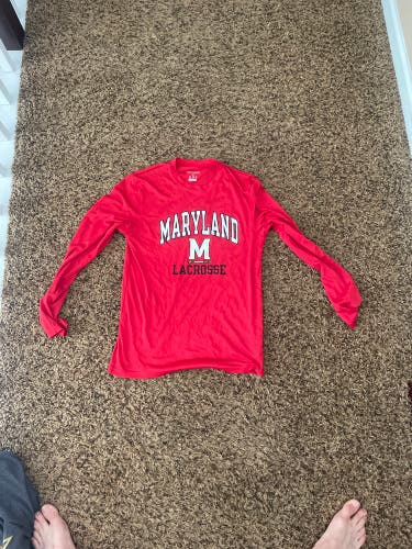 Red Used Women's Champion Maryland Lacrosse Shirt